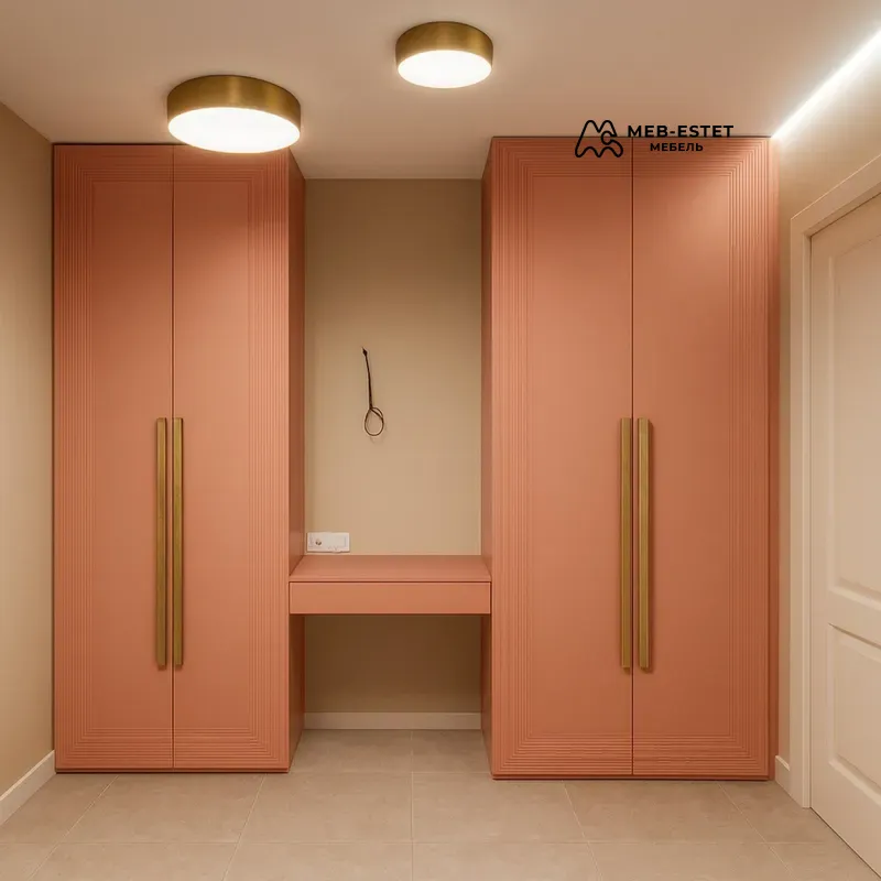 Прихожая коралловые шкафы с консолью