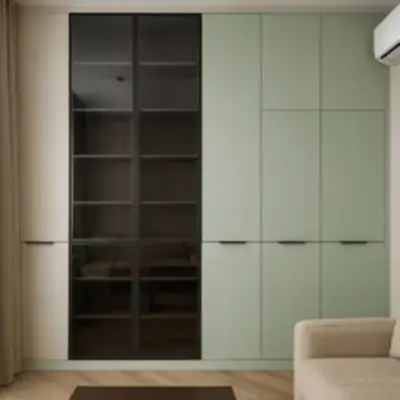 Стенка с витриной и шкафом